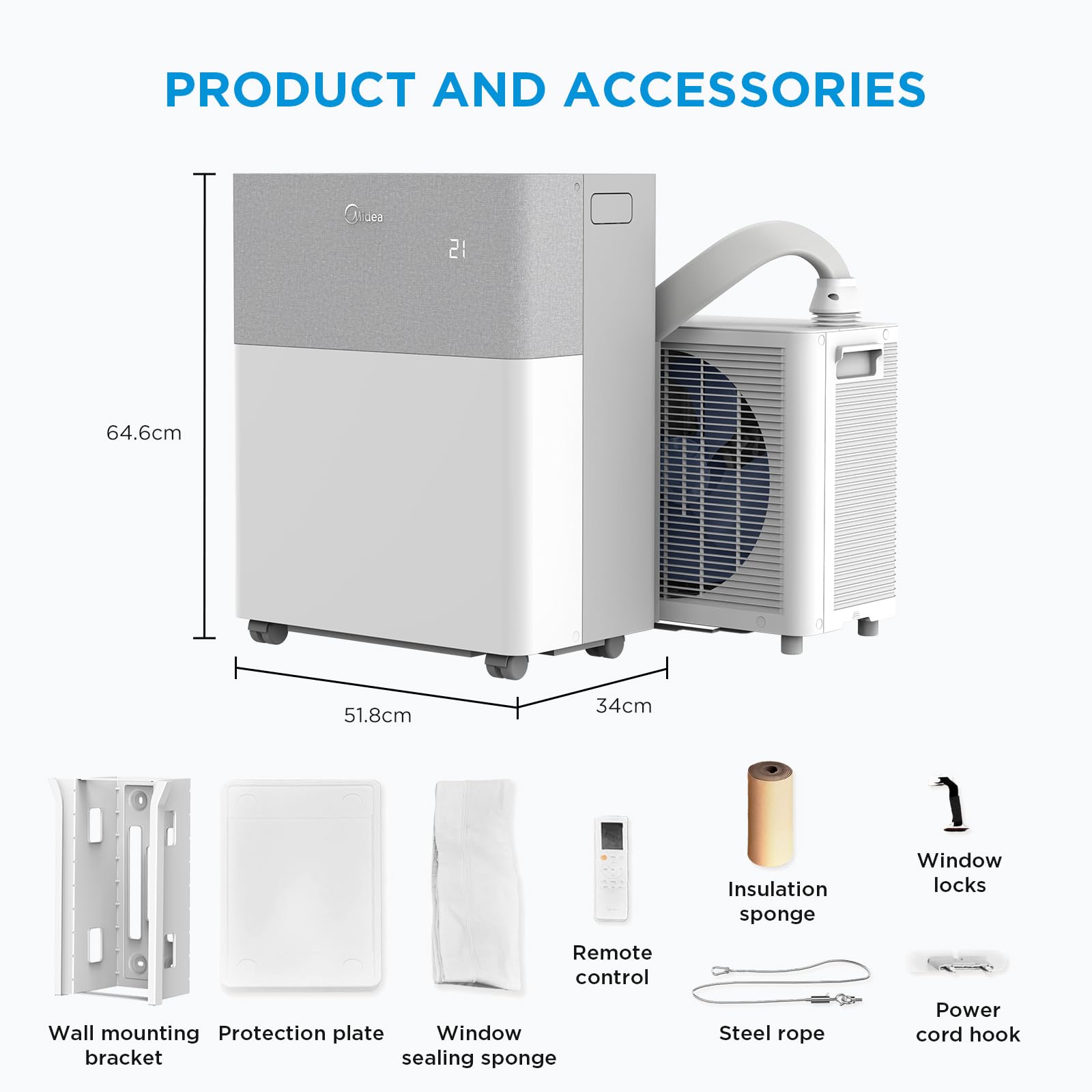 12000 BTU Portable Air Conditioner with Heat Pump, Wi-Fi, Smart Control, Dehumidifier & Fan