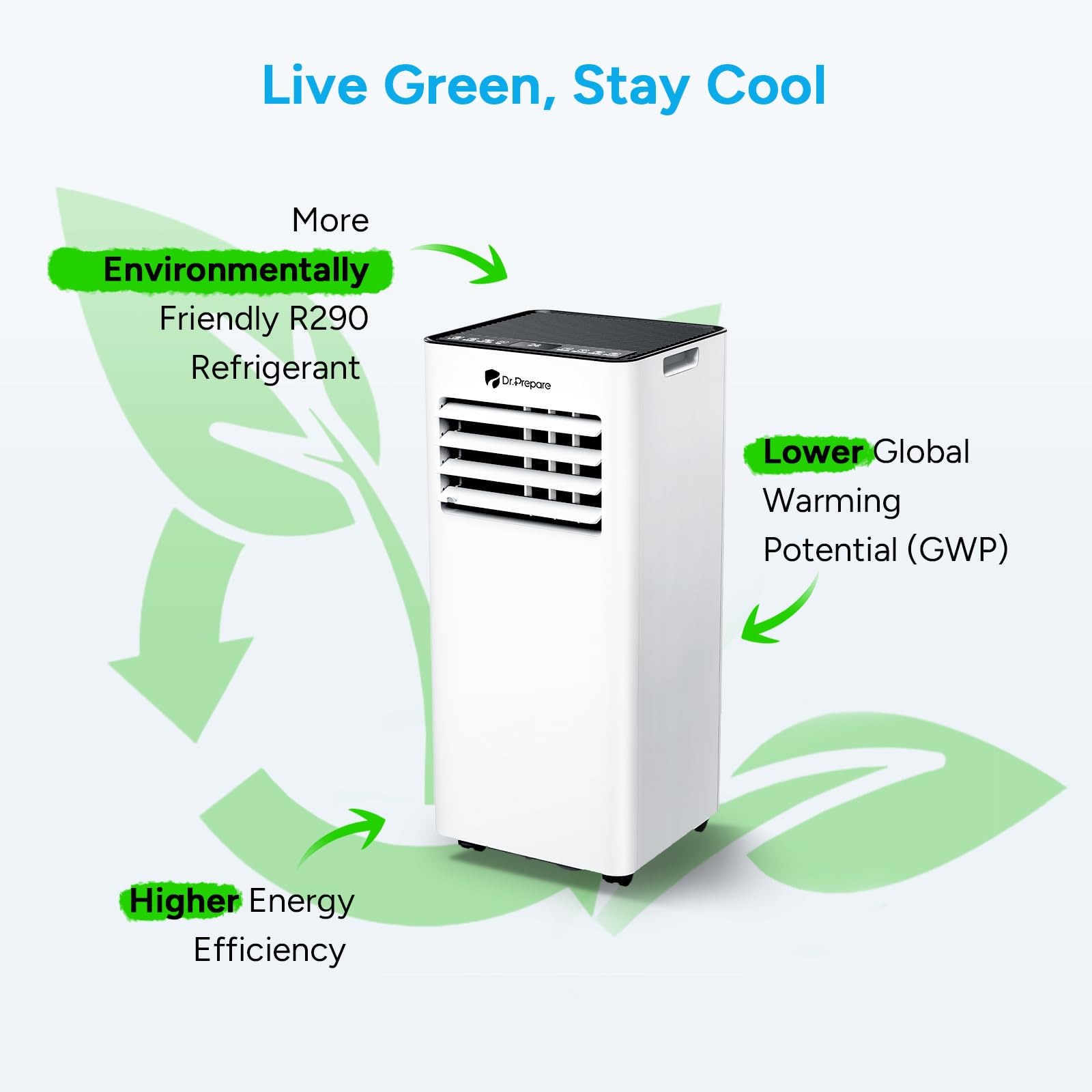 9000 BTU Smart Portable Air Conditioner with Wi-Fi, Dehumidifier, Fan, Remote Control & Window Vent Kit