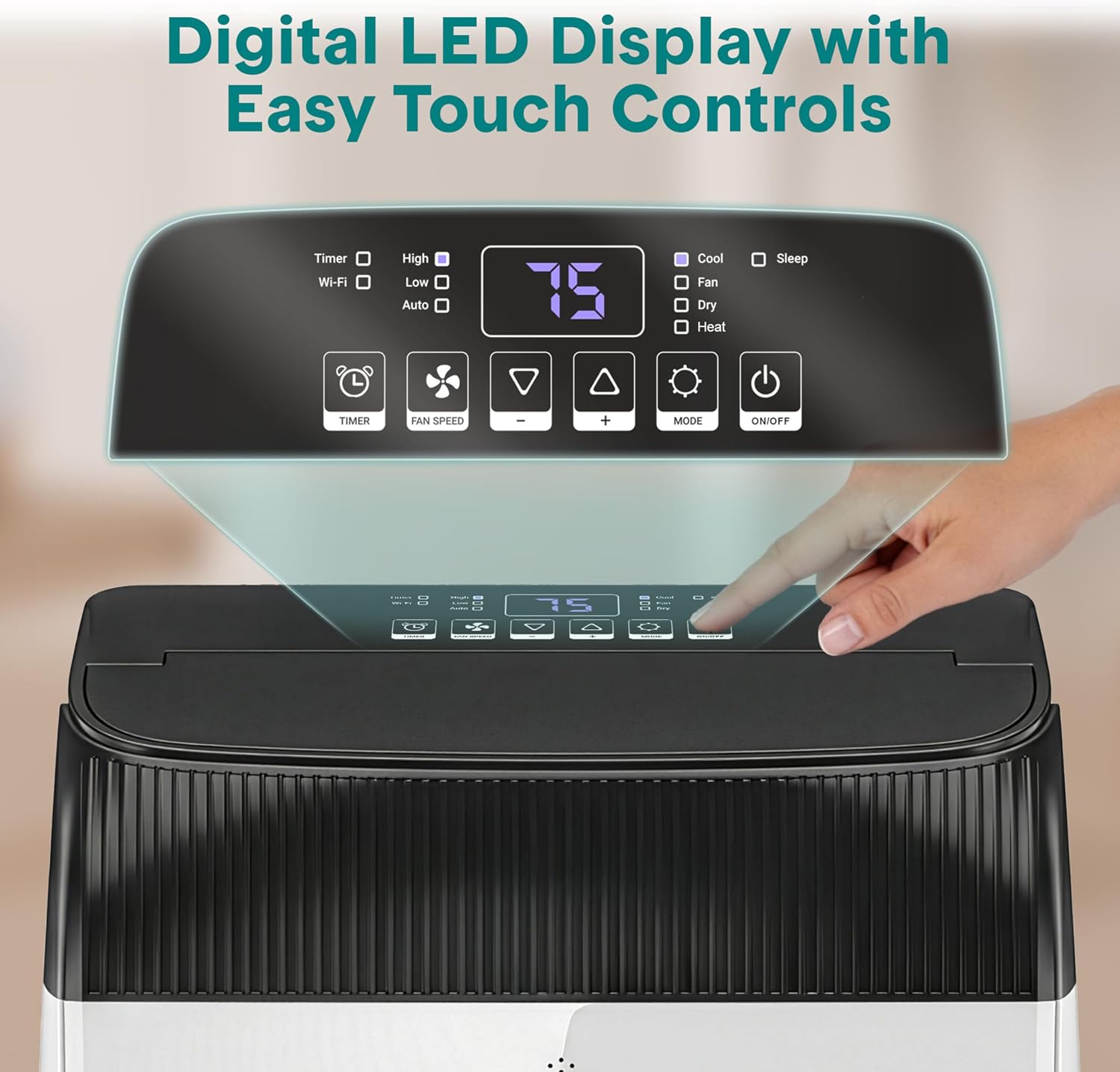 12000 BTU Smart Portable Air Conditioner with Wi-Fi, Dehumidifier, Fan, Sleep Mode & Remote Control